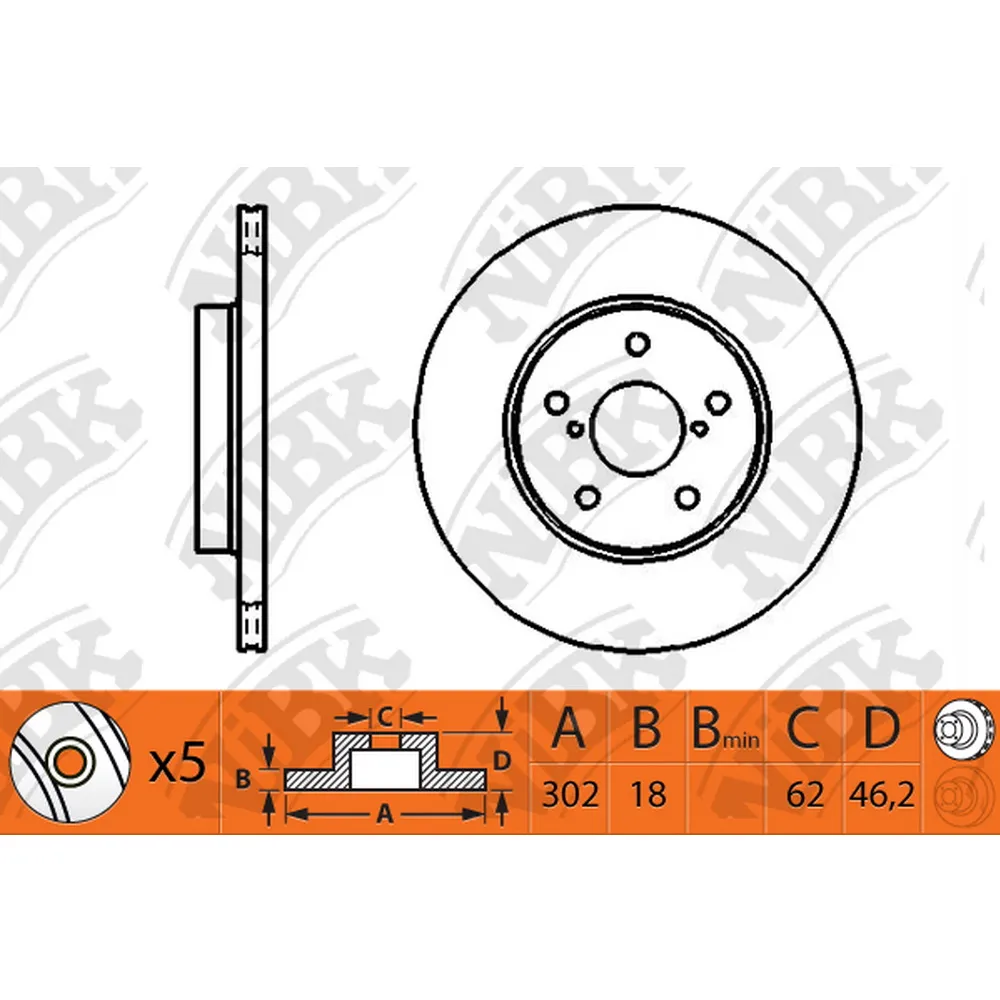 Диск тормозной передний TOYOTA RAV 4 I 94-00 NIBK RN1120