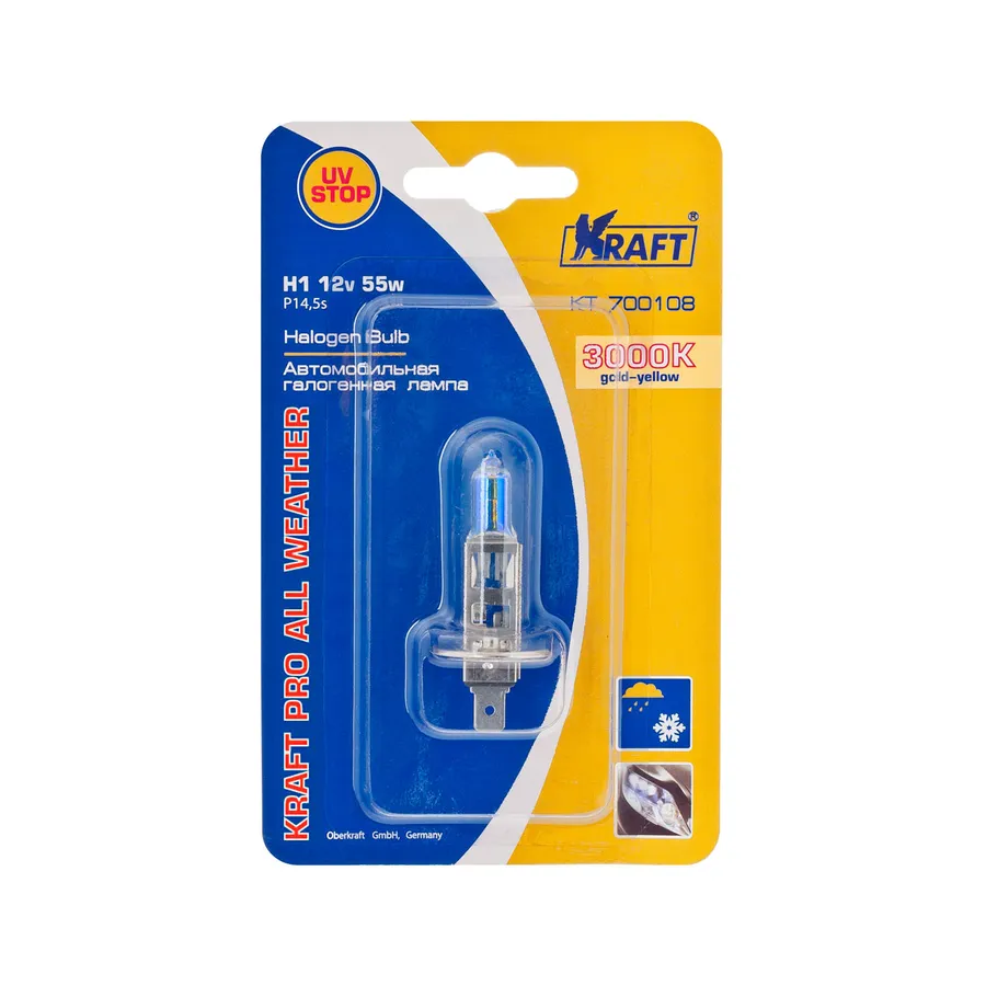 Лампа 12V H1 55W P14,5s KRAFT 1 шт. картон KT700108