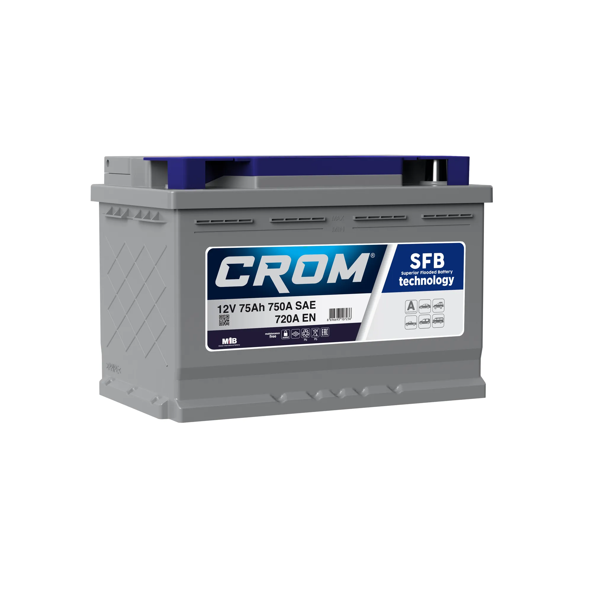 Аккумулятор CROM 75 А/ч Обратная 278x175x190 EN720 А