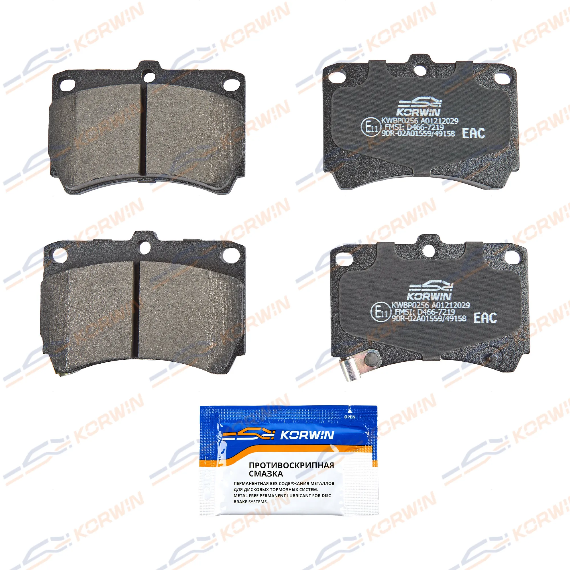 Колодки тормозные перед. Kia Rio I (DC) 00-/Mazda 2 (DY) 03-/Mazda 323 89- KORWIN KWBP0256