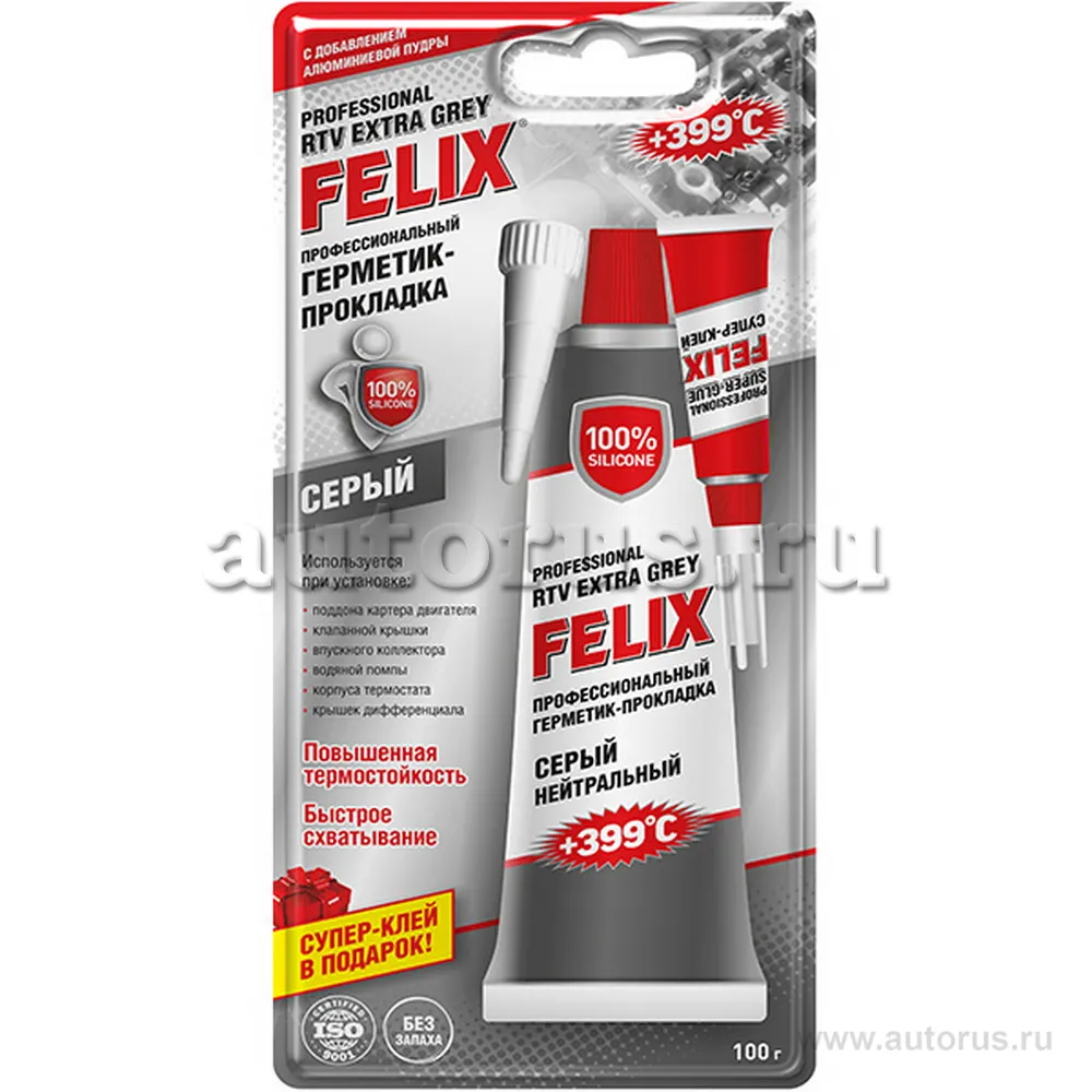 Герметик прокладка серый термостойкий +399С 100г Felix 411040110 Felix 411040110