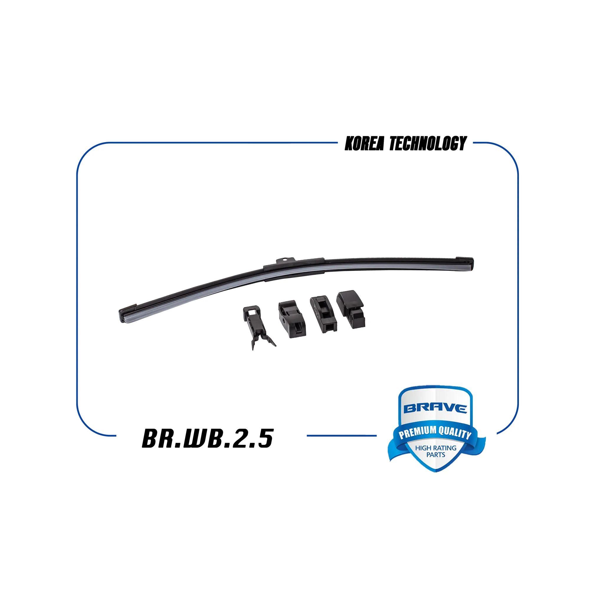 Щетка стеклоочистителя бескаркасная 430 мм, 4 адаптера Brave BR.WB.2.5 BRAVE BRWB25