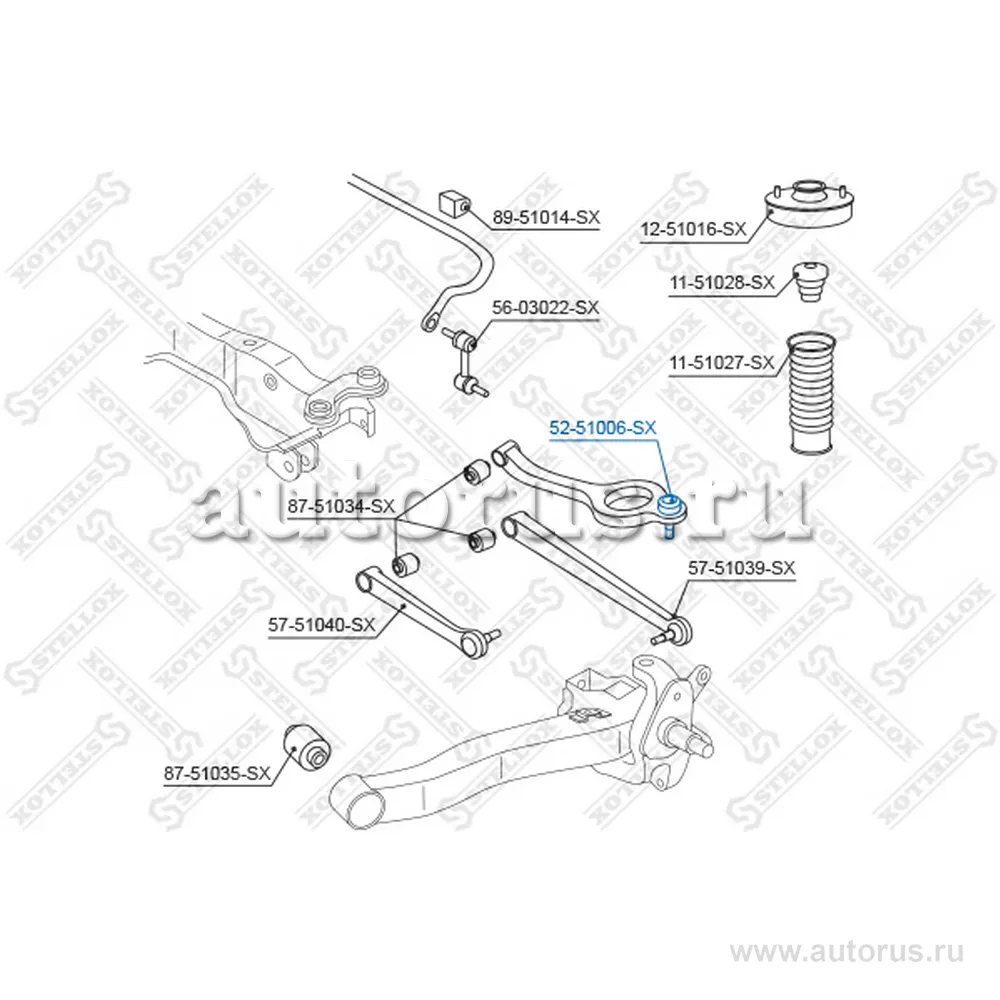 Опора шаровая задняя верхняя к-кт Hyundai Sonata all 94-98 STELLOX 5251006SX