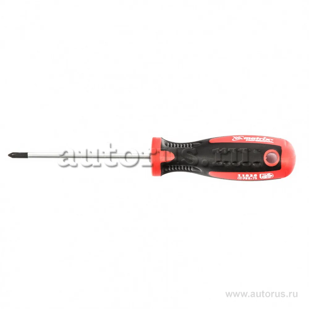 Отвертка Profi, Ph0x75 мм, S2, двухкомп. рукоятка MATRIX 11836