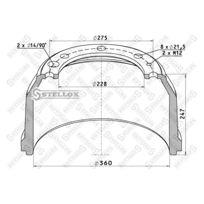 Барабан торм 360x170/186 H247 d228/275 n 360x170/186 H247 d228/ STELLOX 8500071_SX
