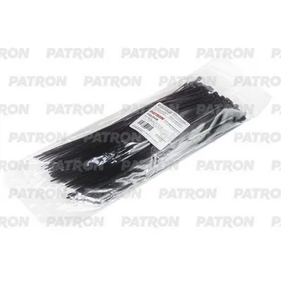 Комплект пластиковых хомутов для 3.6 х 250 мм, 100 шт, Nylon 6.6, черные PATRON P36250B