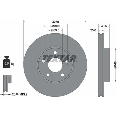 Диск тормозной передний FORD FOCUS III/C-MAX II / VOLVO V40 12> TEXTAR 92237703