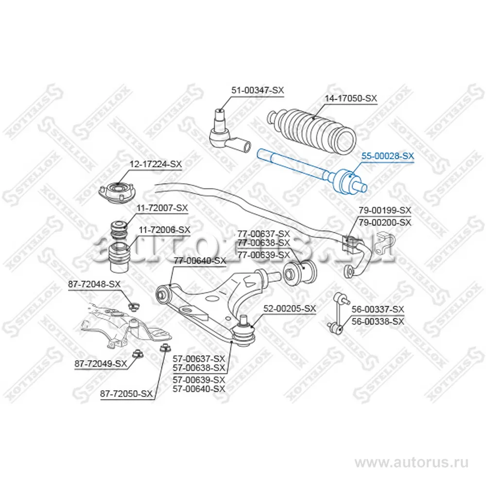 Тяга рулевая Chrysler Sebring Coupe 01-05, Dodge Stratus 01-05 STELLOX 55-00028-SX