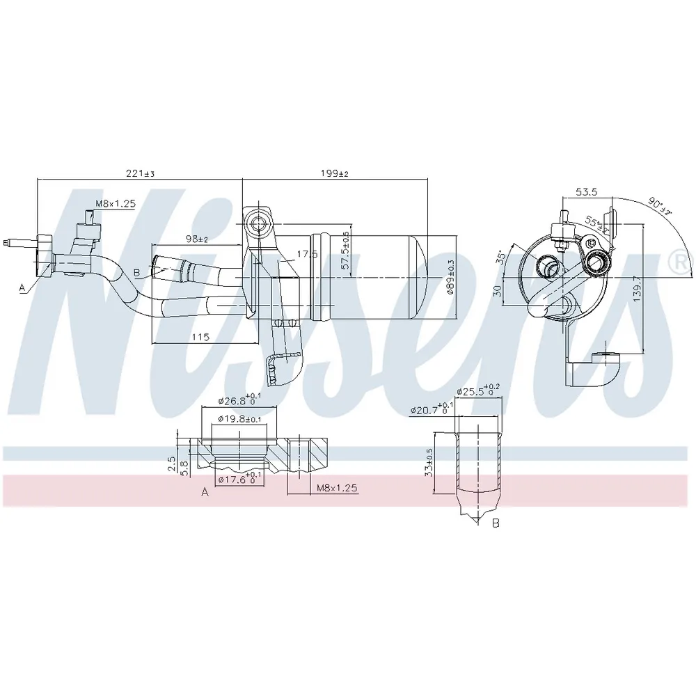 Осушитель кондиционера FORD Focus II/C-Max mot.1,4/1,6L 16V NISSENS 95449