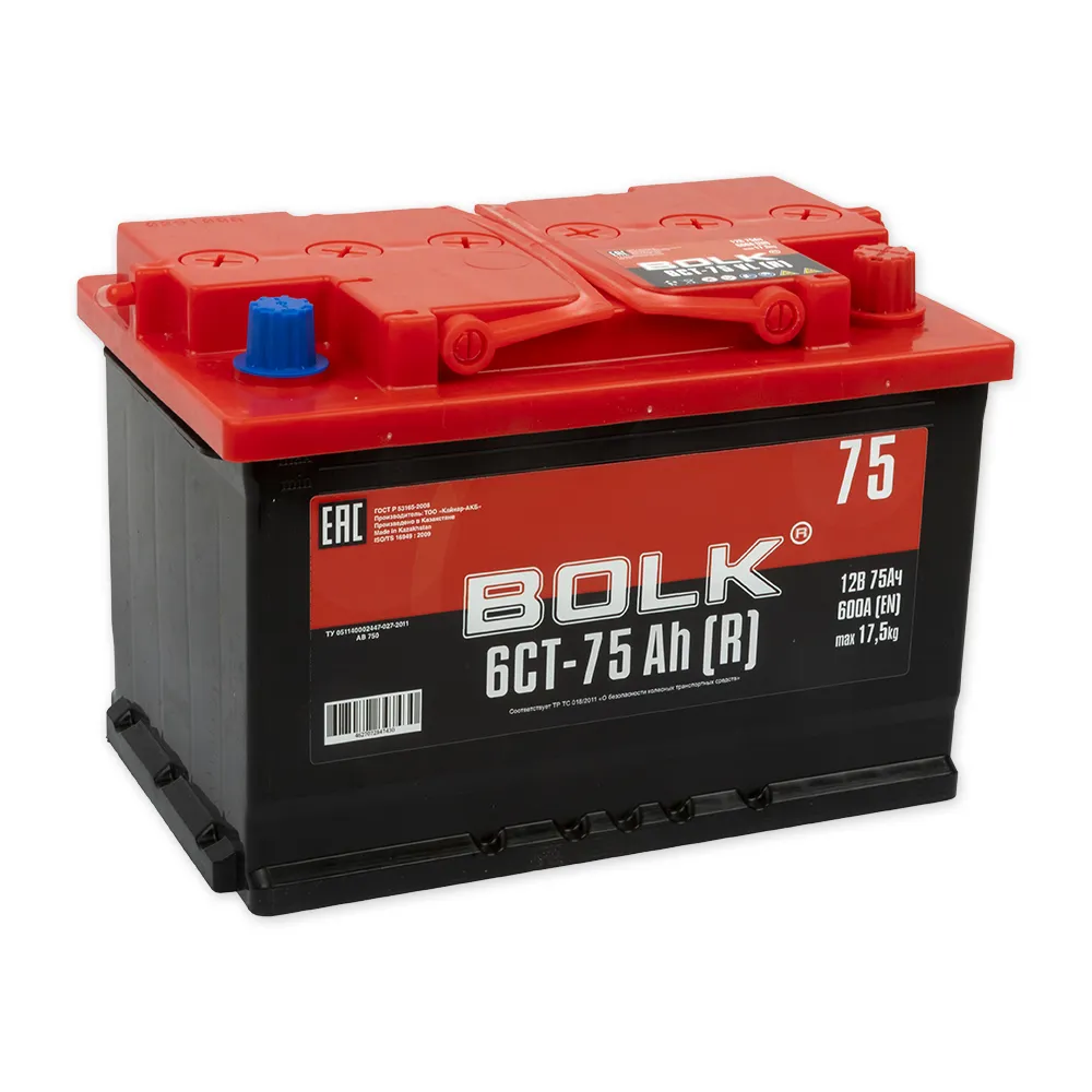 Аккумулятор BOLK Standart 75 А/ч обратный R+ 277x175x190 L3 EN 600 А