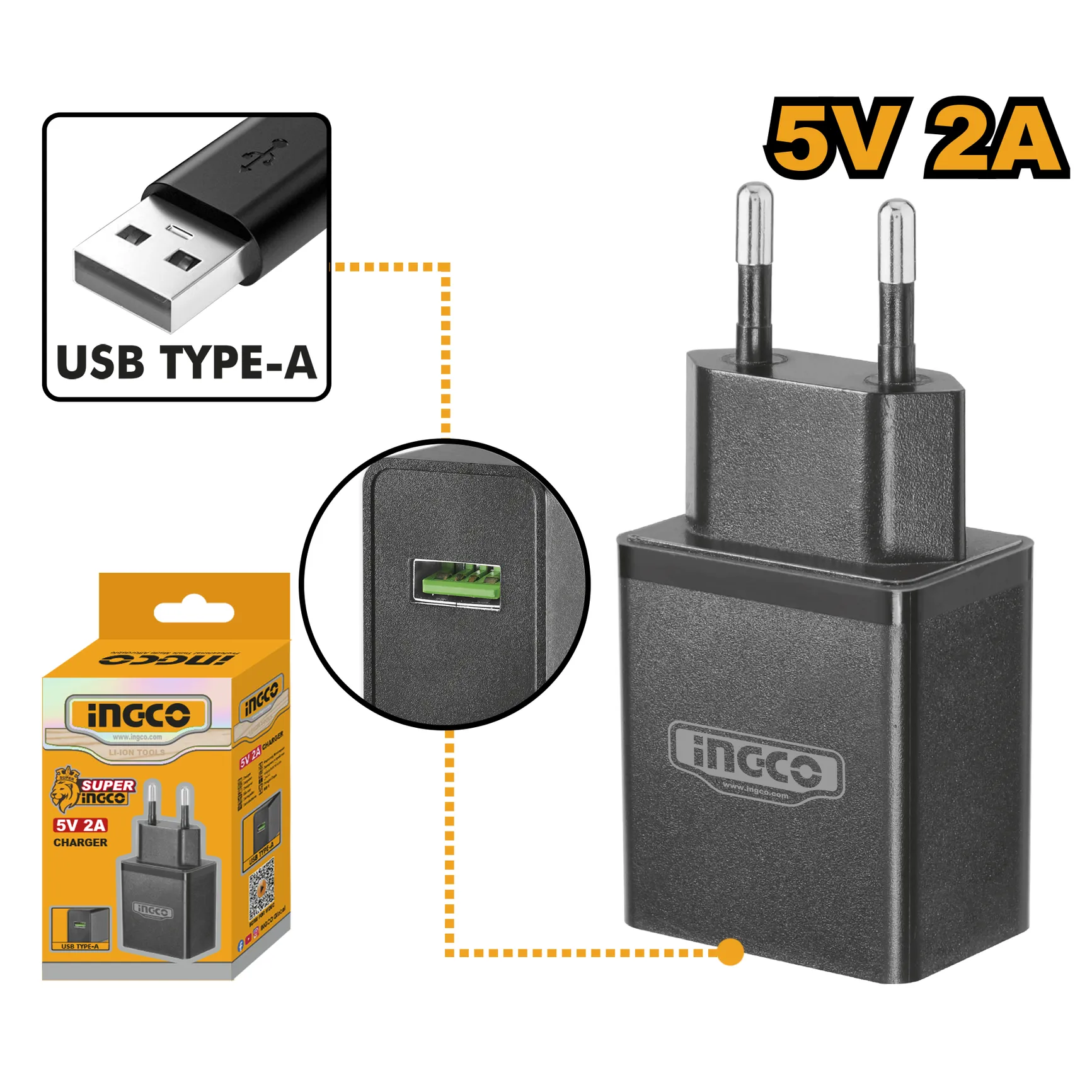 Зарядное устройство 5В USB (100) INGCO FCLI120502