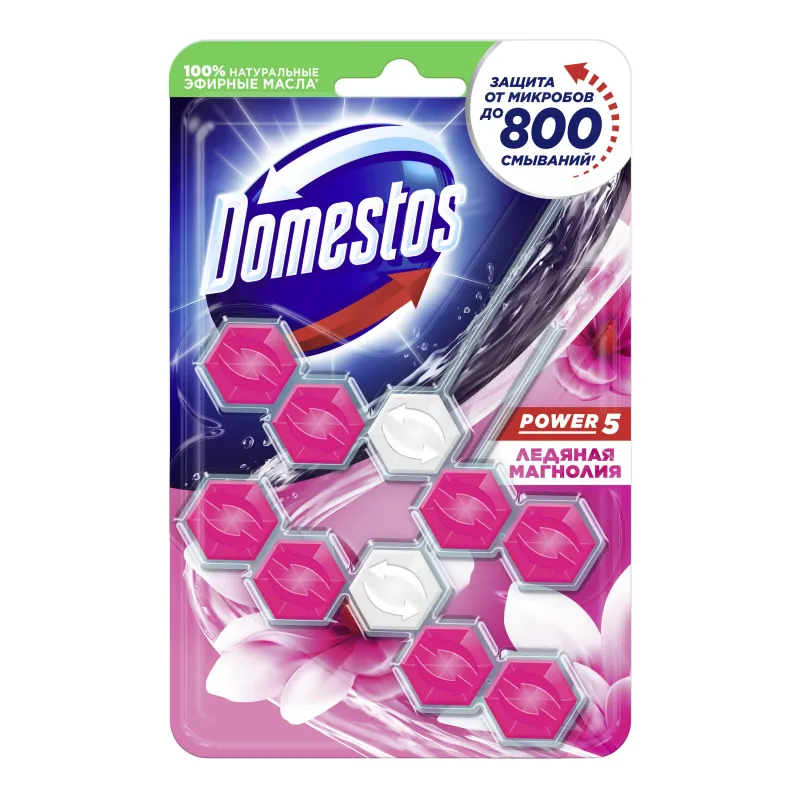 Блок для унитаза Domestos POWER 5 DUO Ледяная магнолия 2х55гр на блистере 1442628