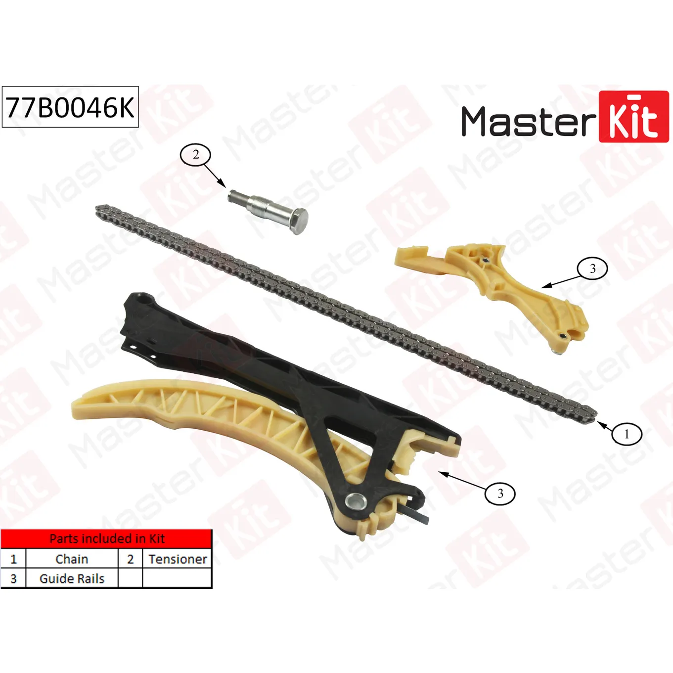 Комплект цепи ГРМ (без звездочек) BMW E46/E87/E92 N42B18-B20 01-07 MASTERKIT 77B0046K