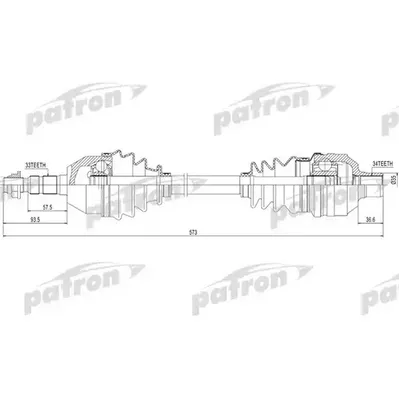 Полуось правая 33X573X34 OPEL: ASTRA H 1,3 CDTI 05- PATRON PDS0422