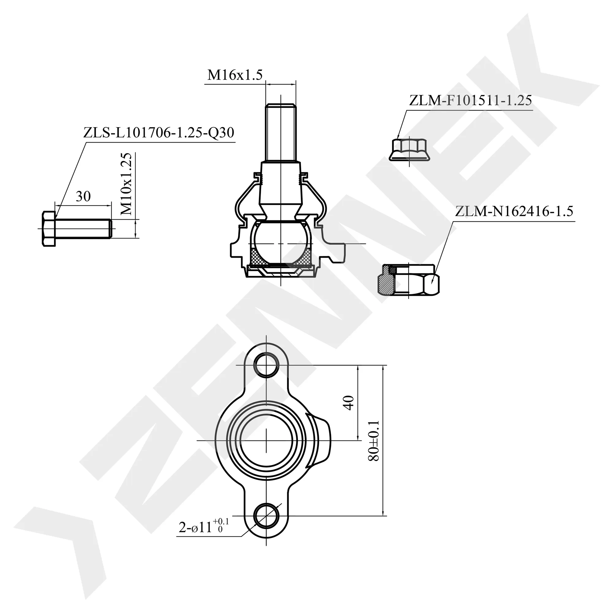 Опора шаровая нижняя VW T4 90-96 ZENNEK DBJ0020