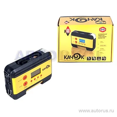 Компрессор цифровой с фонарем 6LED 7Атм 35л/мин 12А шланг 1,55 м кабель 3 м 12В сумка КАЧОК К60