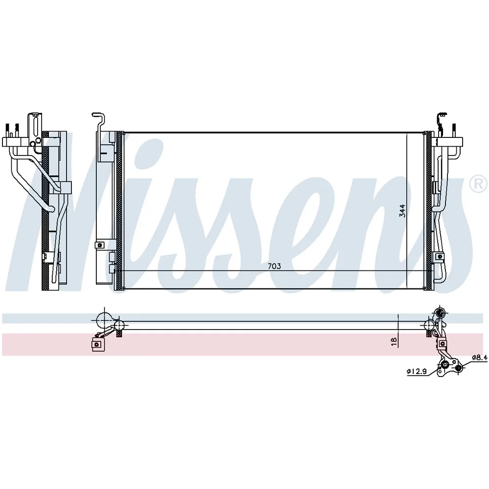 Радиатор кондиционера HYUNDAI Sonata IV 01->/KIA Magentis 00-05 NISSENS 940552