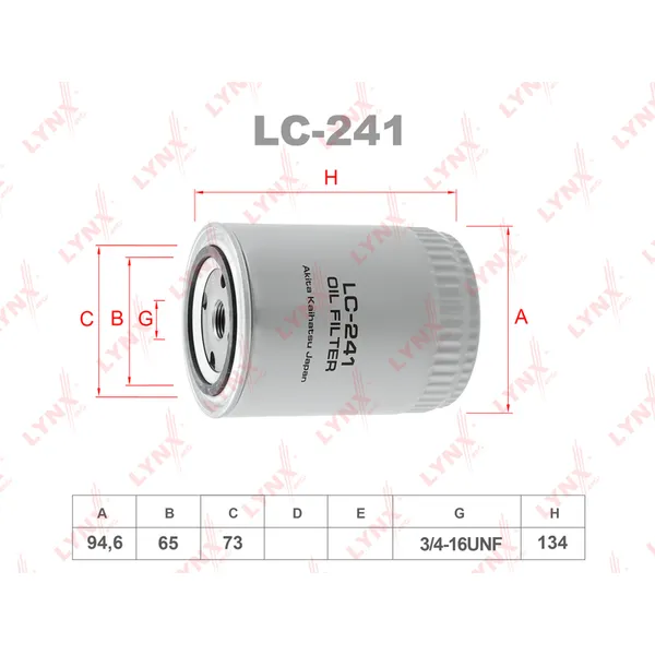 Фильтр масляный NISSAN Patrol 4.2D >97/Pick Up(D22) 2.5D/TD 96> / LYNXauto LC-241