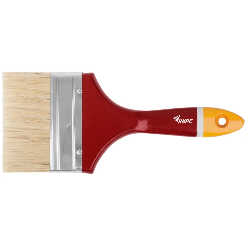 Кисть флейцевая Мастер, натур. щетина, деревянная ручка  4 (100 мм) KУРС 00838