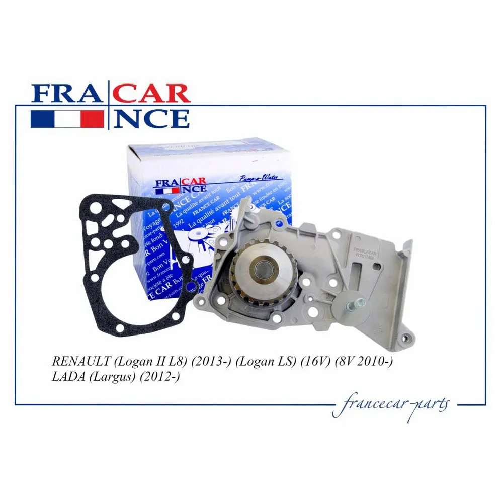 Помпа, водяной насос с прокладкой RENAULT Logan 04-15/Duster 11-15 / LADA Largus 12- FRANCECAR FCR210408