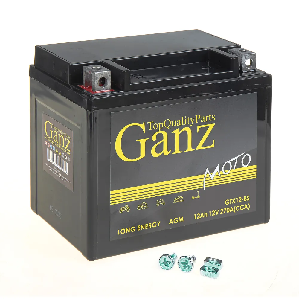Аккумулятор GANZ мото AGM 12 А/ч прямой L+ 152x87x132 мото EN 270 А