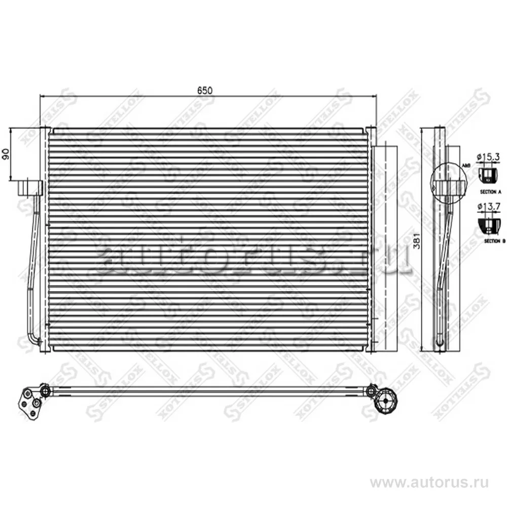 Радиатор кондиционера BMW E60/E61/E65 2.5D-4.0D 02> STELLOX 10-45404-SX