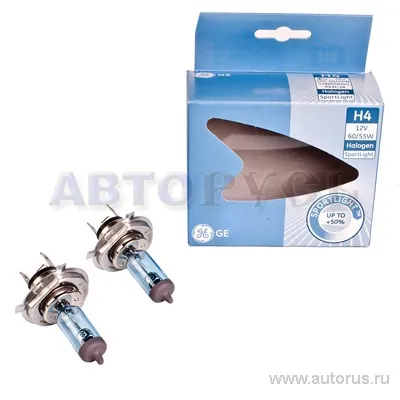 Лампа 12V H4 60/55W +50% GE Lighting Sportlight 2 шт. DUOBOX 45039/79298
