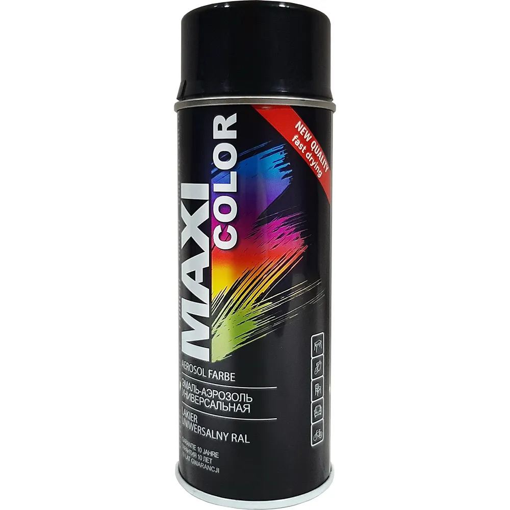 Эмаль-аэрозоль RAL9005 черная глянцевая 0,4л Maxi Color 9005MX