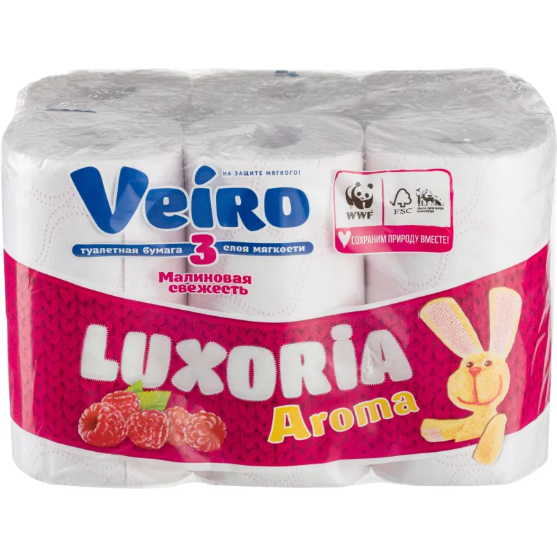 Бумага туалетная Veiro Luxoria 3сл бел цел втул 17м 12рул/уп 5с312 1542097