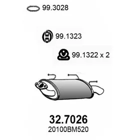 Глушитель, задняя часть NISSAN Almera N16 00-06 ASSO 32.7026