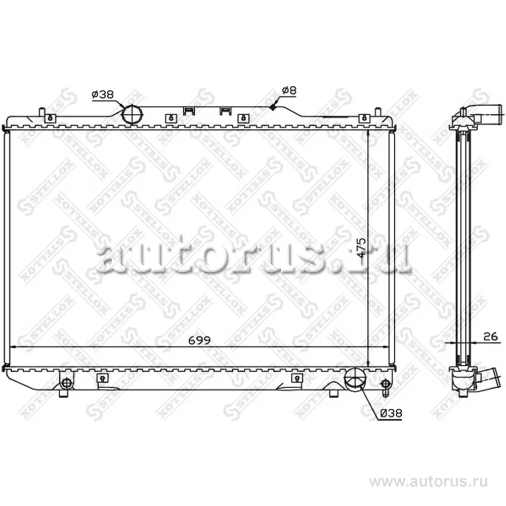 Радиатор системы охлаждения Toyota Picnic 2.2TD 97-01 STELLOX 10-26386-SX