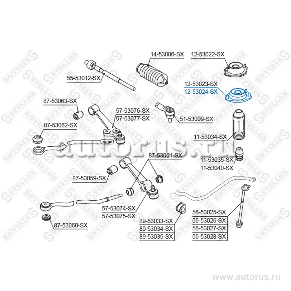 Опора амортизатора переднего правого VIN: 020708> KIA Rio 02> STELLOX 12-53024-SX