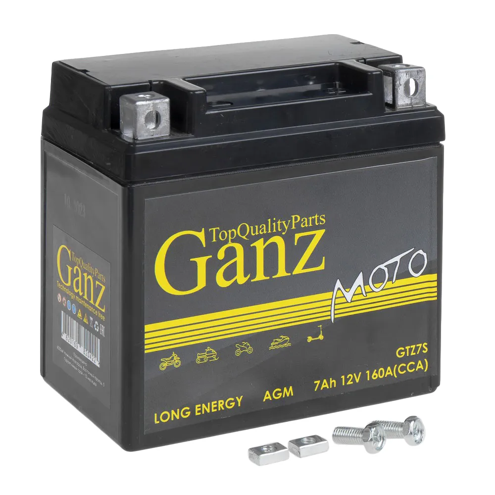 Аккумулятор GANZ мото AGM 7 А/ч обратный R+ 114x70x108 мото EN 170 А