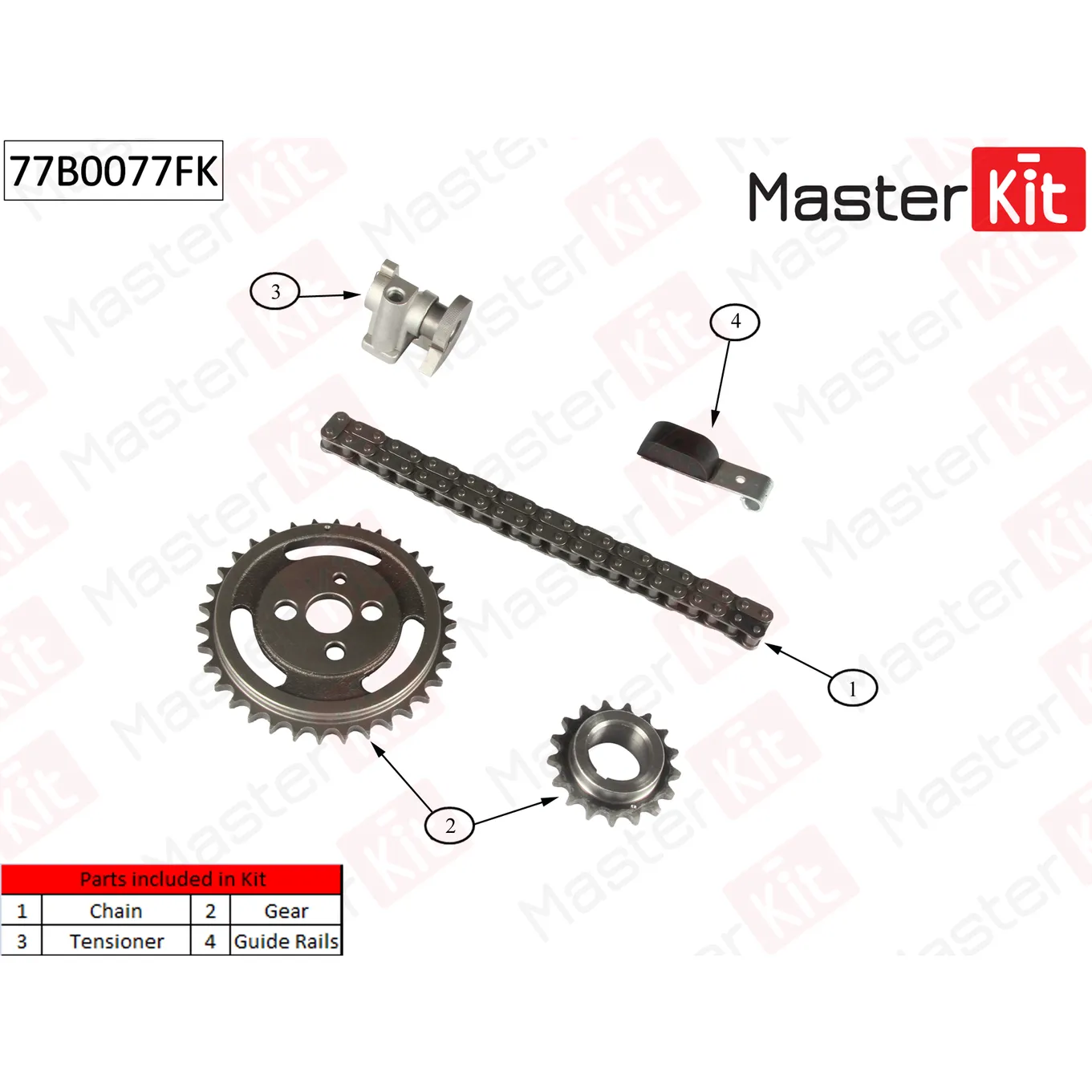 Комплект цепи ГРМ Ford Escort/Fiesta J4B/J6A 90-99 MASTERKIT 77B0077FK