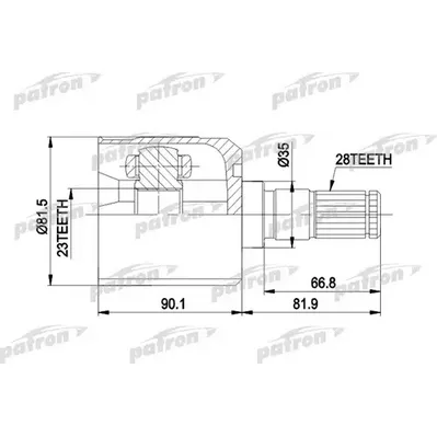 ШРУС внутр лев к-кт [A:23, B:28, D:81.5]MAZDA: 626 1.8i PATRON PCV7301