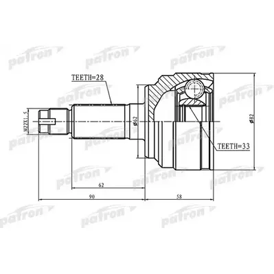 ШРУС наружный 28x62x33 MAZDA 6 WAGON GH 07- PATRON PCV1185