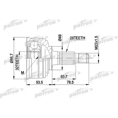 ШРУС наружн к-кт 26x49x32 HONDA: ACCORD 1.8/2.0 85-89 PATRON PCV1045