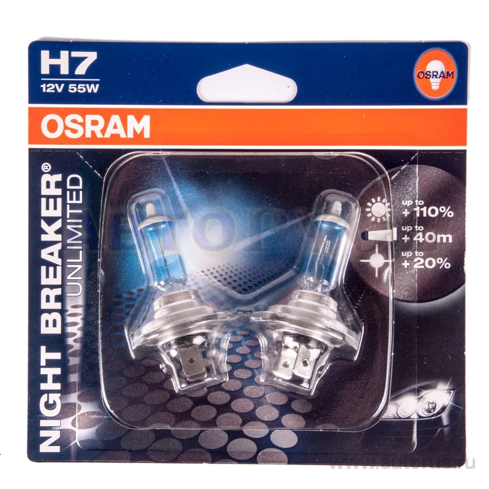 Лампа 12V H7 55W PX26d OSRAM NIGHT BREAKER UNLIMITED 2 шт. блистер 64210NBU-02B