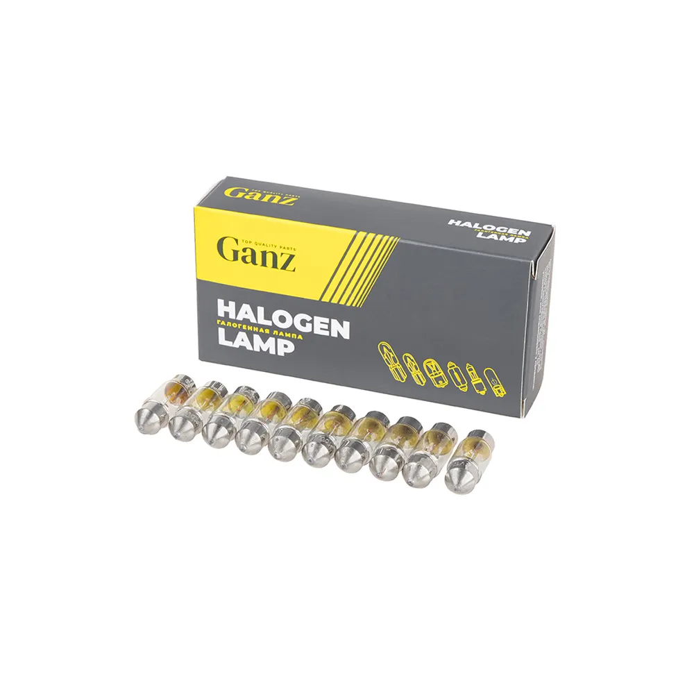 Лампа 12V C10W 10W SV8,5 GANZ 10 шт. BOX (10 шт. цена за 1 шт.) GIP06304