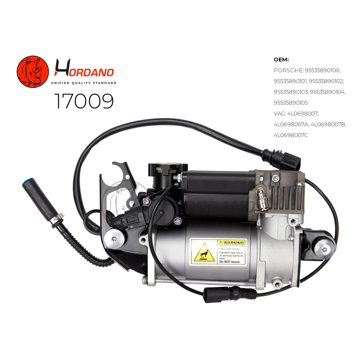 Компрессор пневматической подвески PORSCHE Cayenne 955/957 (2002-2010) Hordano 17009