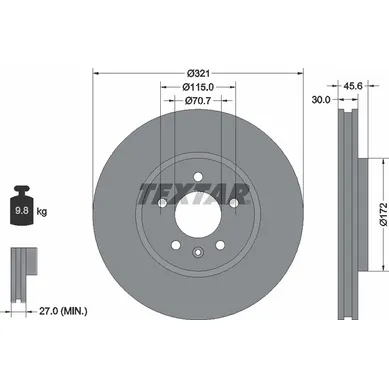 Диск тормозной передний с покрытием PRO OPEL/VAUXHALL TEXTAR 92256803