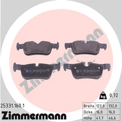 Колодки тормозные задние BMW X1 (F48) 11/14-, 2 (F45) GDB2063 ZIMMERMANN 253311601