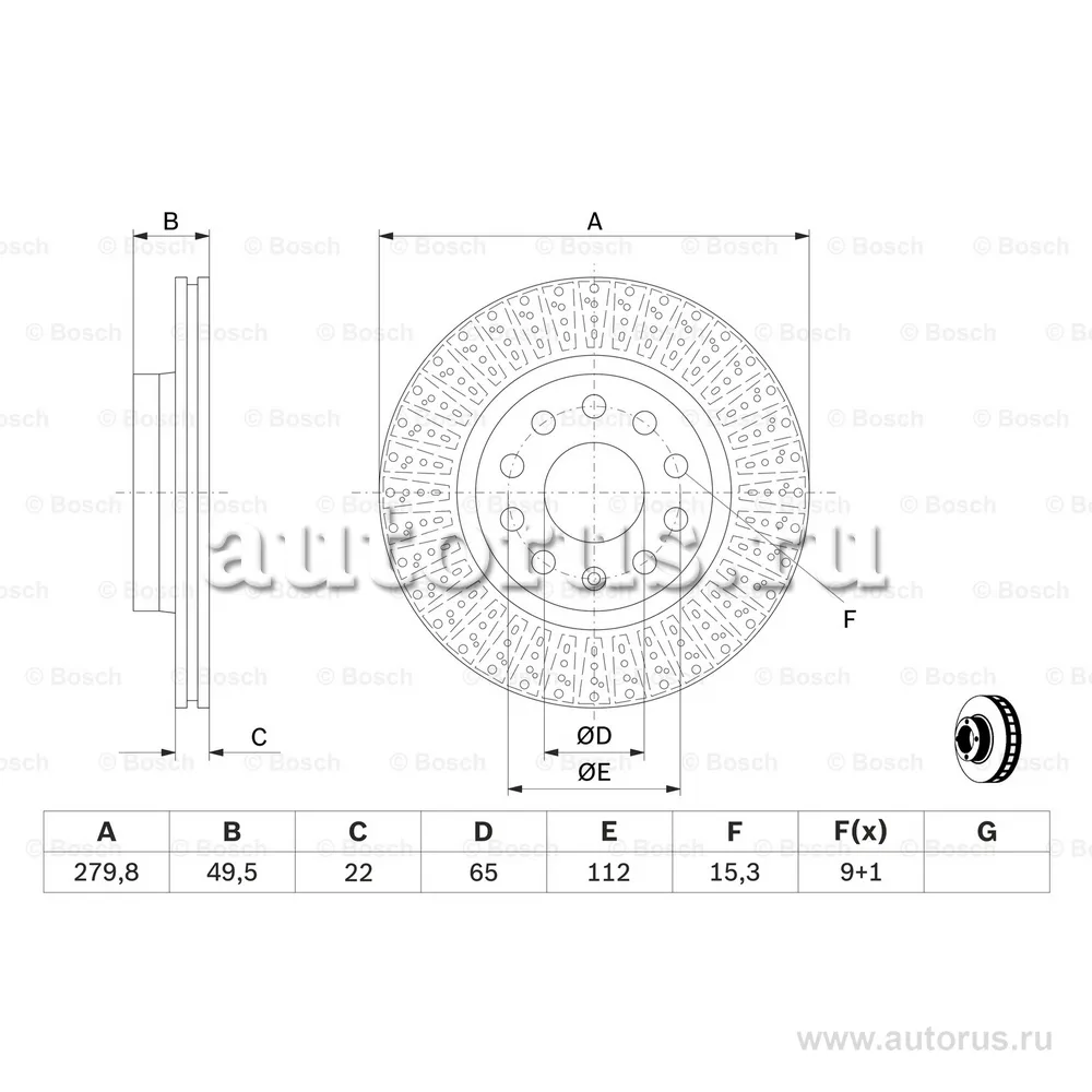 Диск тормозной передний BOSCH 0 986 479 940