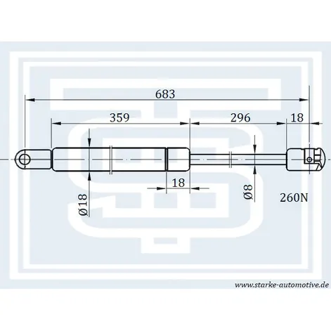 Амортизатор капота AUDI 100 (C3) ch.44-F-115151 --04.85 L683mm / 260N STARKE 183-206