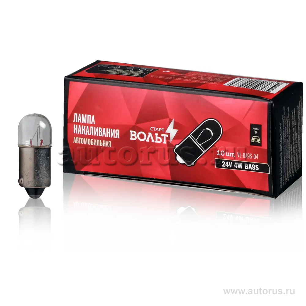 Лампа накаливания 24V 4W BA9S STARTVOLT VL-BA9S-04