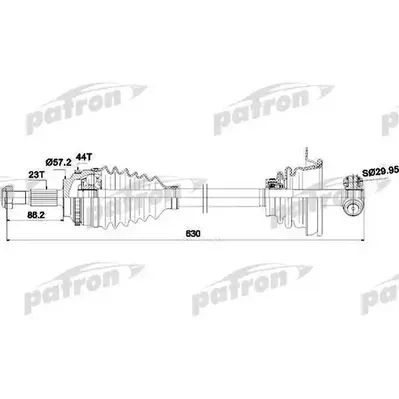 Полуось передняя левая 23x630x57.5 ABS: 44T RENAULT: CLIO PATRON PDS0265
