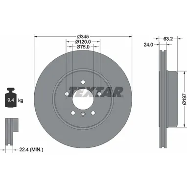 Диск тормозной задний с покрытием PRO BMW/BMW (BRILLIANCE) TEXTAR 92182503