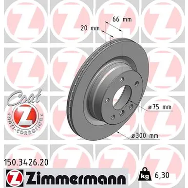 Диск тормозной задний E9 BMW 3 E90 E91 E92 E93 05- ZIMMERMANN 150.3426.20