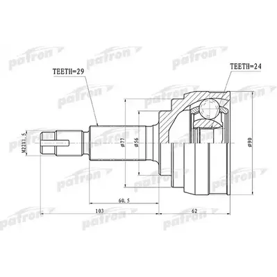 ШРУС наружный 29x56x24 NISSAN TEANA J31 03-08 PATRON PCV1416