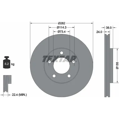 Диск тормозной передний стандартный CHRYSLER/DODGE TEXTAR 92153100